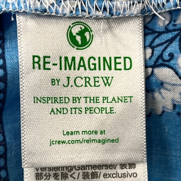 J Crew Factory Cotton Blue Paisley Artist Peasant Top Sz XS Lightweight Vacation - Picture 14 of 15